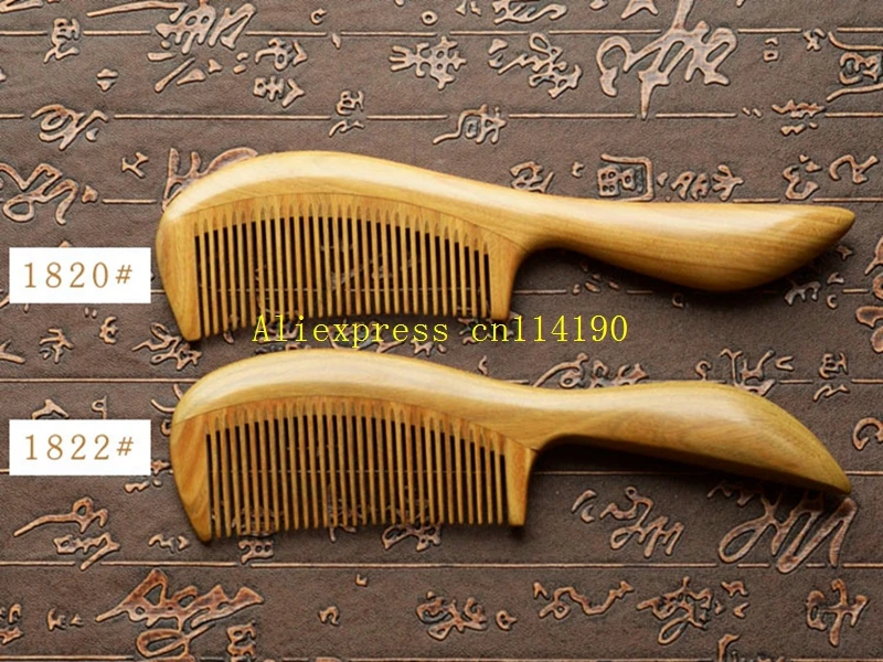 1pcs Free Shipping Hight quality Pure handmade Wedding Gift Green Sandalwood Wooden Betangling Hair Combs Brush Hairbrush Craft