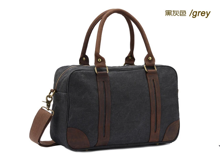 Unisex Vintage Crazy Horse Leather Canvas Men Duffel Bag Leather travel bag Women Boston tote bag overnight Bag Shipping M312-S