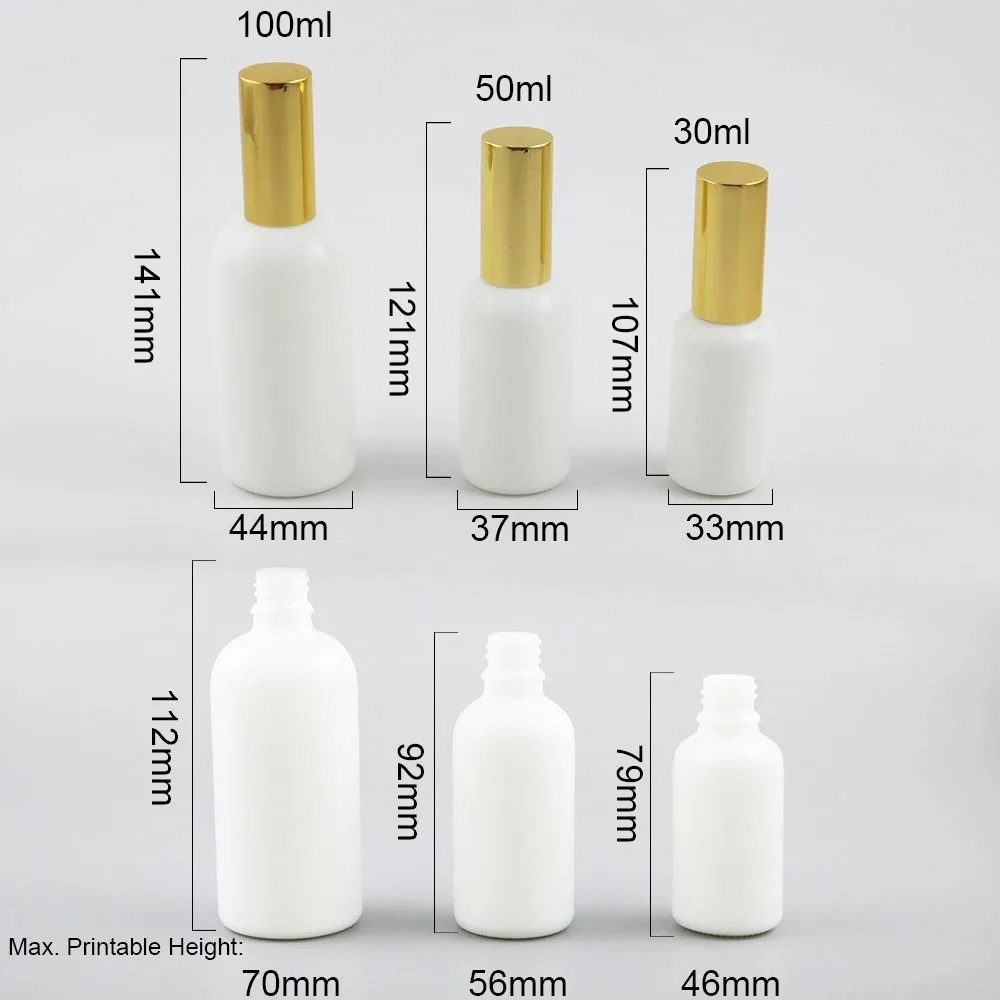 12pcs x Refillable Natural White Glass Bottle With Aluminium Sprayer 30ml 50ml 100ml White Glass Parfume Bottle