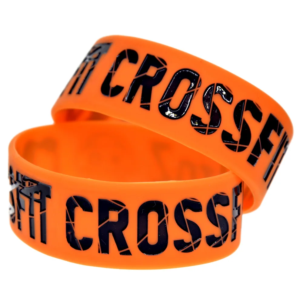 25 Pcs Crossfit A to Z Silicone Rubber Wristband One Inch Wide Sport Gift Bangle 2 Colors