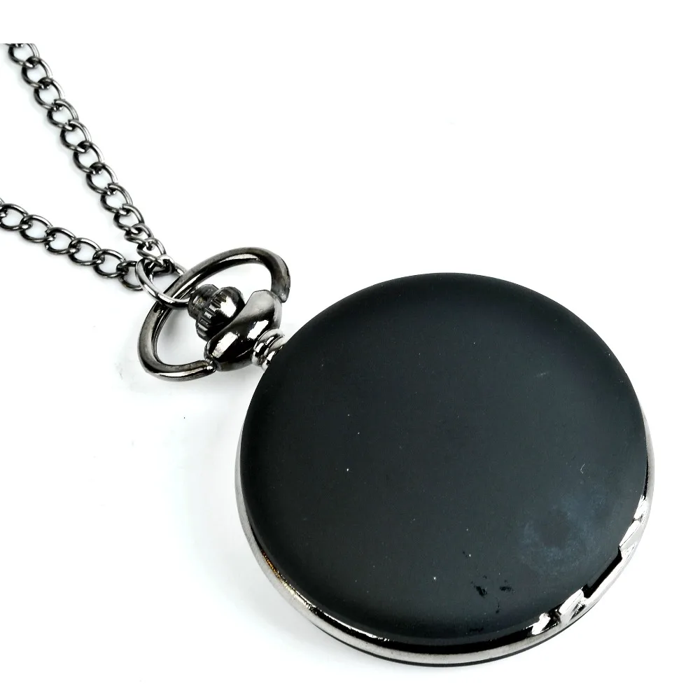 Lorgle  Modern Luxury Black Scrub Quartz Pocket Watch Vintage Steampunk Pendant