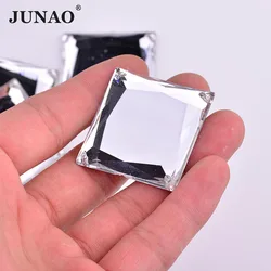 Junao-正方形のラインストーン,幅35mmの20個,ガラス縫製,フラットバック,DIY用のアクリル石