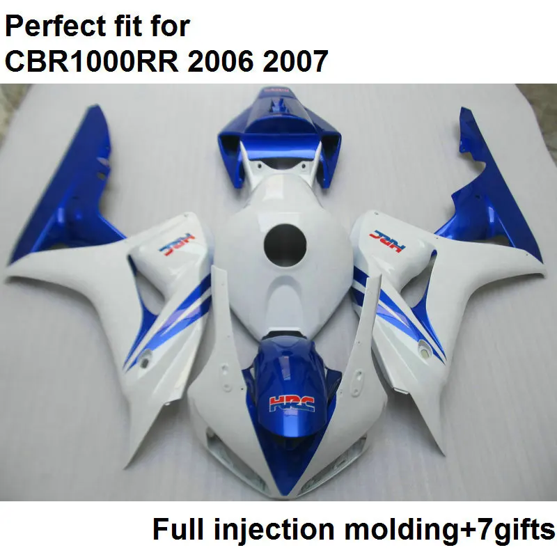 

100% fit for Honda injection molding CBR1000RR 2006 2007 blue white fairings kit CBR 1000RR 06 07 NV07