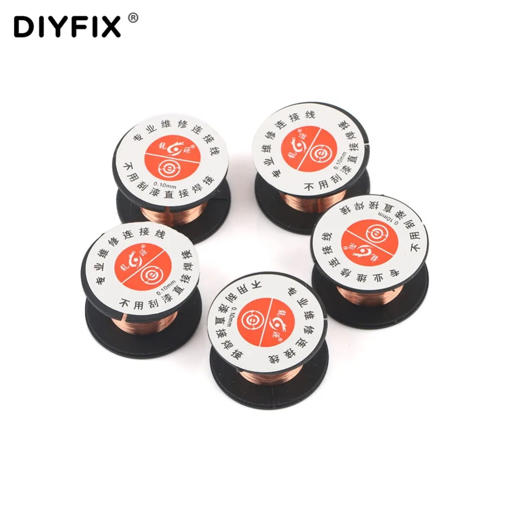 DIYFIX 5 Pcs 0.1mm PCB Link Wire Copper Soldering Wire Jump Line PCB Welding Repair Tools for iPhone Samsung Maintenance Tools