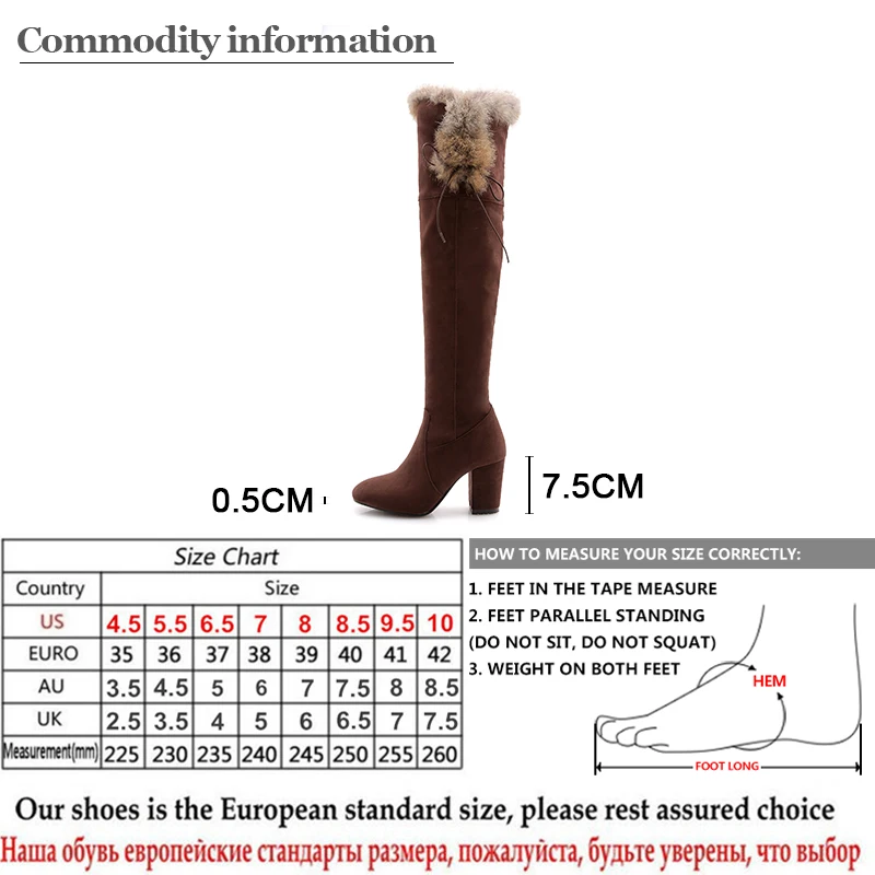 Gdgydh Female Snow Boots Winter Warm Shoes Woman Suede Over the Knee High Booties Shoes High Quality 2022 New Arrival Plush