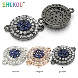 13mm Micro Pave CZ Round Circle Charms Connector for Diy Jewelry Findings, Hole: 1mm, Model: VS71