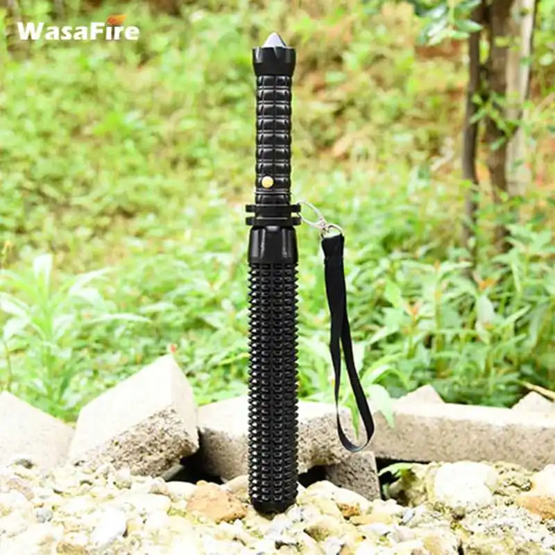 Telescopic Baton LED Flashlight Adjustable Focus 800LM Self Defense Stick Rechargeable Torch Zoom Q5 Flash Light + 18650 Battery