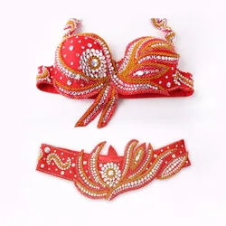 2 pieces Suit Stage Performance Luxury Belly Dancing Egyptian Costumes Oriental Style Rhinestone Belly Dance Bra Belt