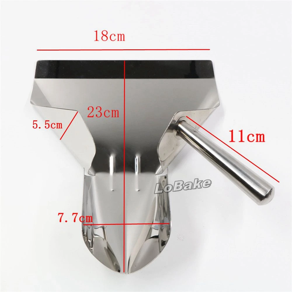 Latest totally stainless steel one handle potato chips french fries spade shovel nuts fruit vegetable funnel for cooking tools