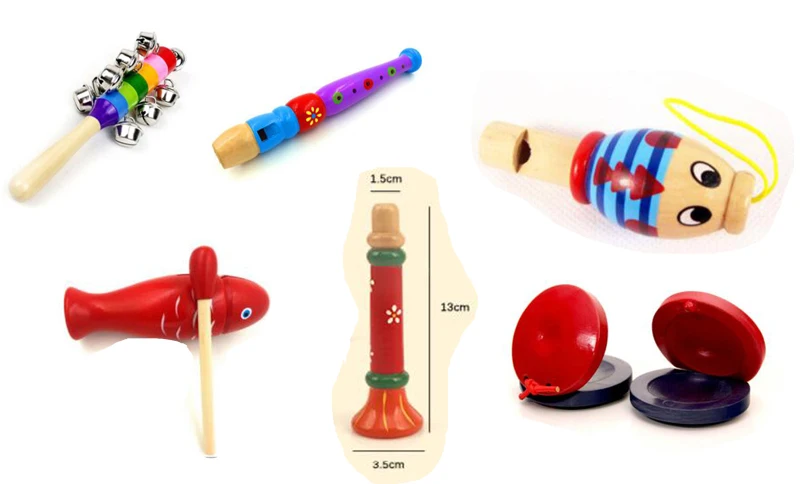 

Free ship 6pcs/set toddler wooden musical instrument toy set for kids noise maker percussion music education