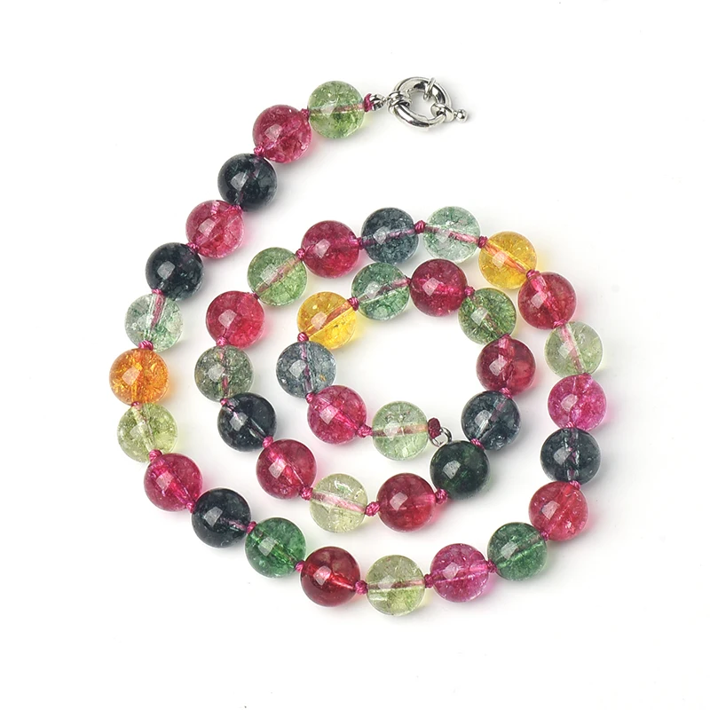 There has A Variety  Of Color  Combinations And  Radial  arrangement  Customized 10 MM Glass tourmaline Necklace