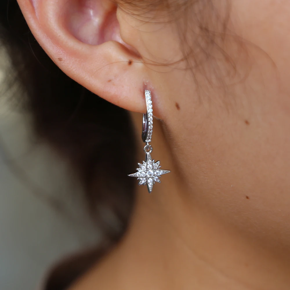 Korean style fresh and simple temperament CZ star North star charm earrings female jewelry gift wholesale