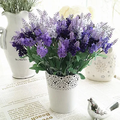 Free shipping simulation flowers lavender suit decorative potted artificial flowers silk flower table flower metal