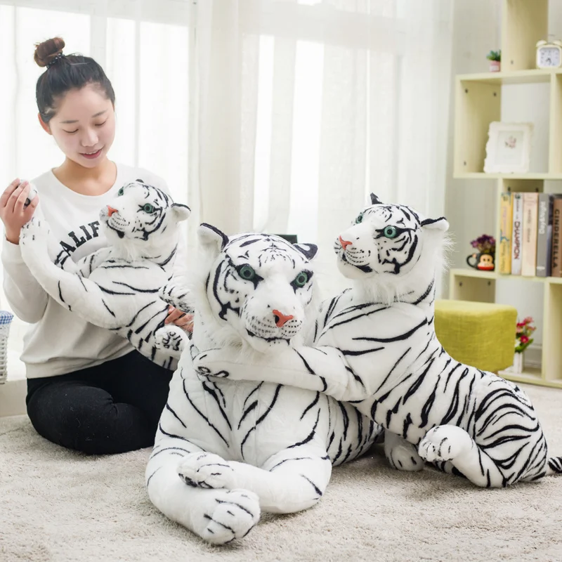 30-120CM High Quality Giant White Tiger Stuffed Toy Baby Lovely Big Size Tiger Plush Doll Soft Pillow Children Christmas Gift