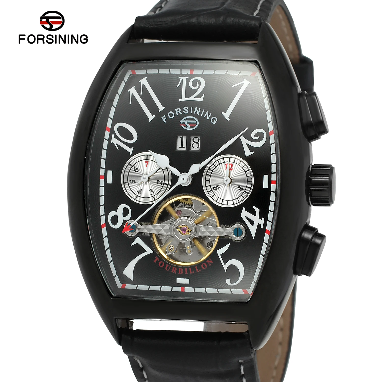 Fashion FORSINING Top Brand Tourbillon Mens Clock Military Army Sport Clock Male Luxury Automatic Mechanical Date Men Watch Gift