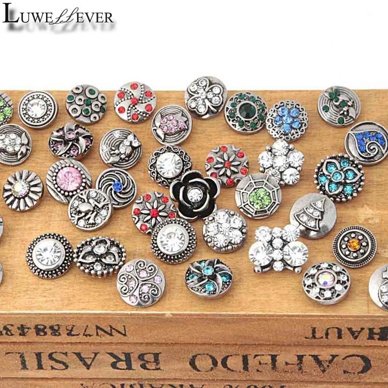 Mixed Sale Jewelry Components 18mm 12mm Metal Snap Button Charm Findings Women Gift DIY Components Fit Interchangeable Jewelry