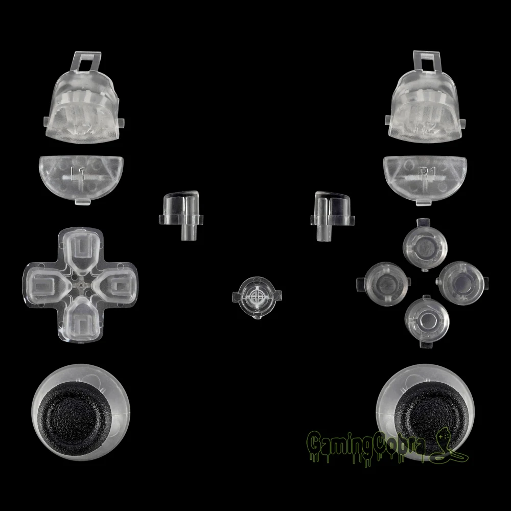 eXtremeRate Solid Clear Buttons Thumbsticks for PS4 Pro Slim Controller CUH-ZCT2 JDM-040 JDM-050 JDM-055