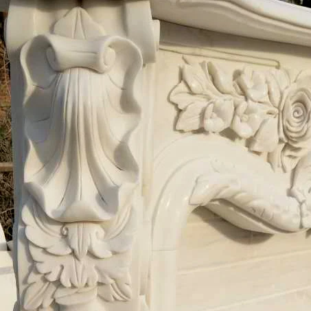 Natural Marble Fireplace Mantel Luxurious French Royal Style Custom Made Carved Stone Furniture Chimney