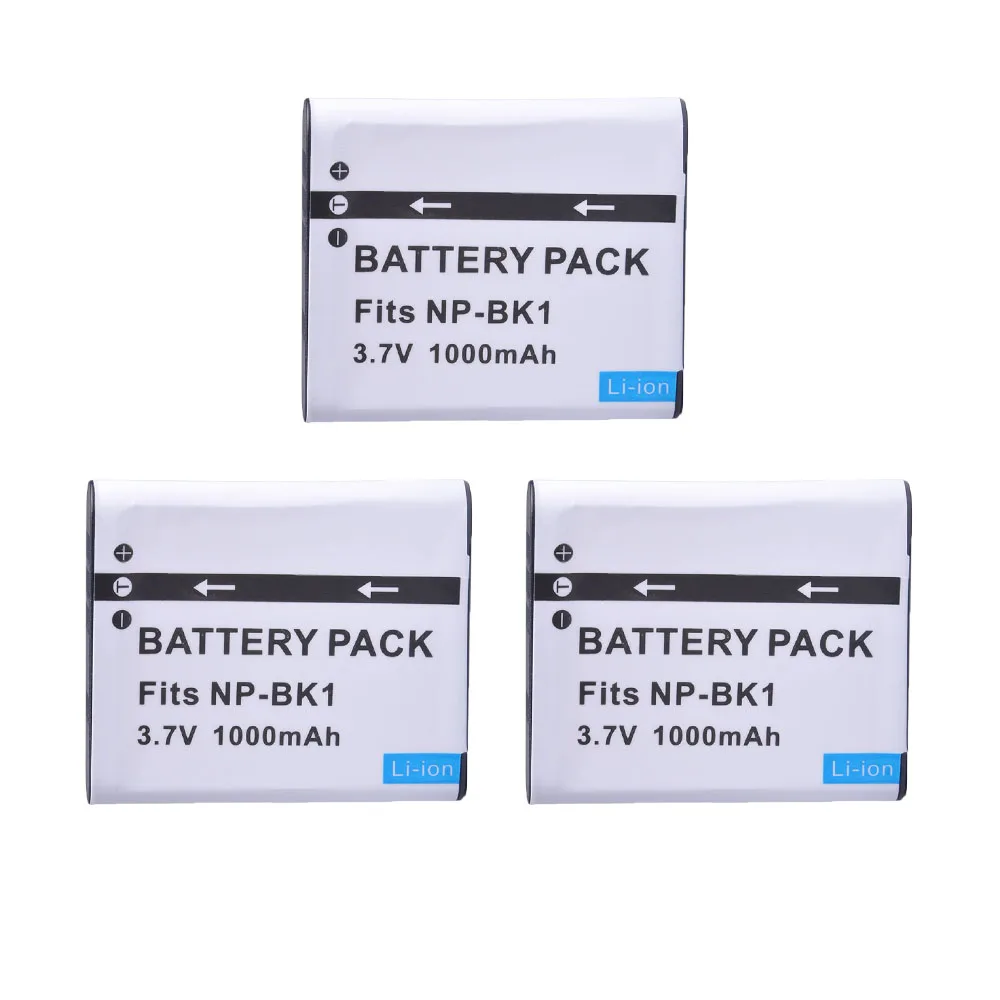 3PC For Sony NP-BK1 NP BK1 1000mAH Rechargeable Camera Battery For Sony S750 S780 S950 S980 W190 W370 W180 DSC-S950 MHS-PM1