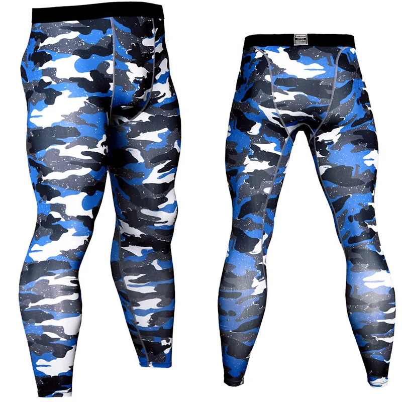 Camo Uomini Della Pelle A Tenuta di Compressione Leggings Corsa e Jogging PALESTRA Per Il Fitness Elastico Pantaloni In Fibra di MMA Esercizio