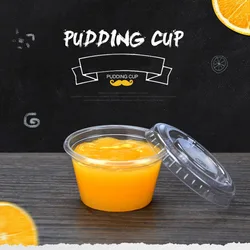 50 Set Disposable Pudding Cup Plastic sauce cups lid jelly Bowl Dessert yogurt small mini box home party Wedding 1/2/3/4/5/6oz