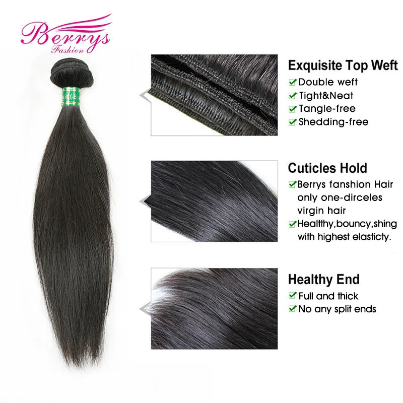 Berrys Fashion 8-30Inch Steil Haar Bundels Braziliaanse 4 Bundels Deal Haar Weave 100% Menselijk Haar Bundels Natuurlijke kleur