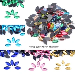 300Pcs Horse Eye 4X8MM Rhinestone Hotfix Stones For Cloths Adornment DIY Accessories Free Shipping