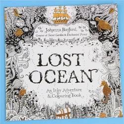 Libro de colorear de aventuras de Inky Ocean Lost Adventure para niños y adultos, libro de dibujo artístico para aliviar el estrés y matar el tiempo, 24 páginas, 1 pieza