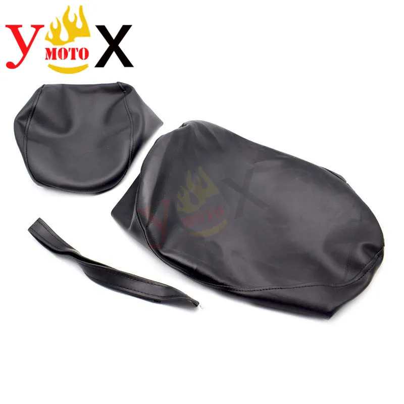 Thick Black PU Leather Motorcycle Drive Seat Cover Rear Passenger Pad Cushion Guard Waterproof Replacement For Yamaha XV400