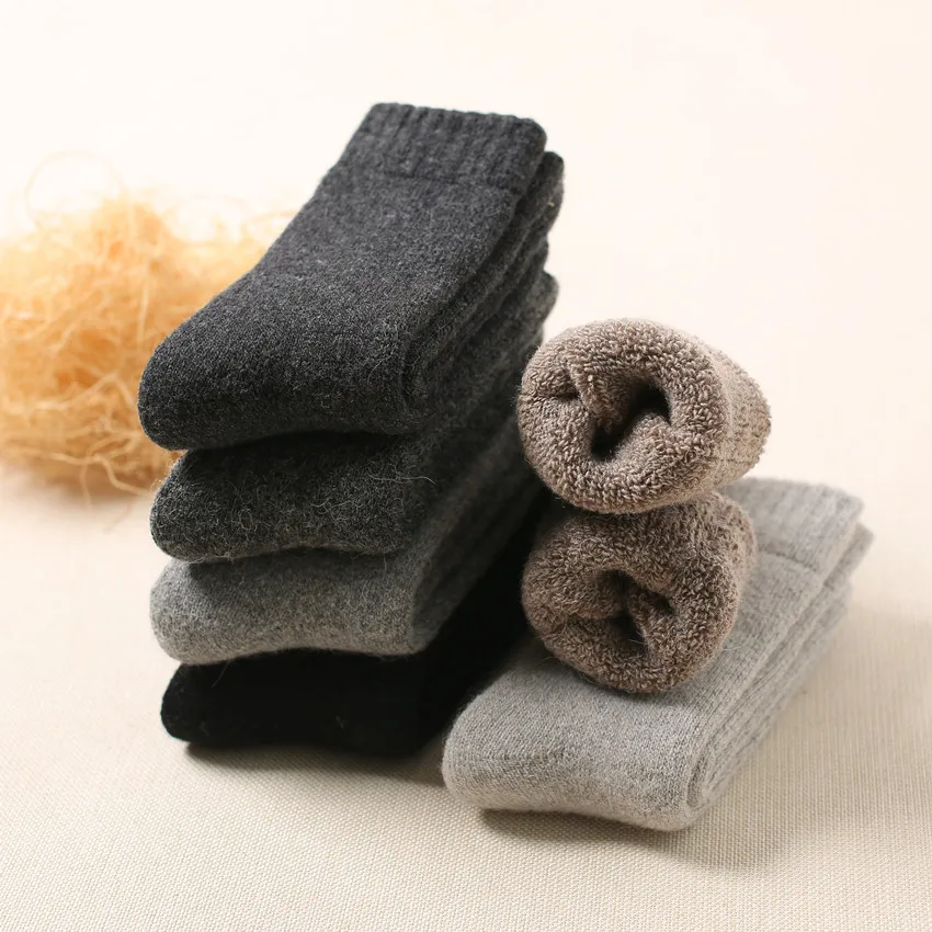 1pair Men Winter Wool Socks Pure Medium Cashmere Loops Coarse Thread Towels And Thickening Warmth Wholesale