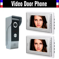 7 Inch Monitor Video Door Phone Intercom System IR Night Vision Camera Wired Video Doorbell Kit 1 Camera 2 Monitor