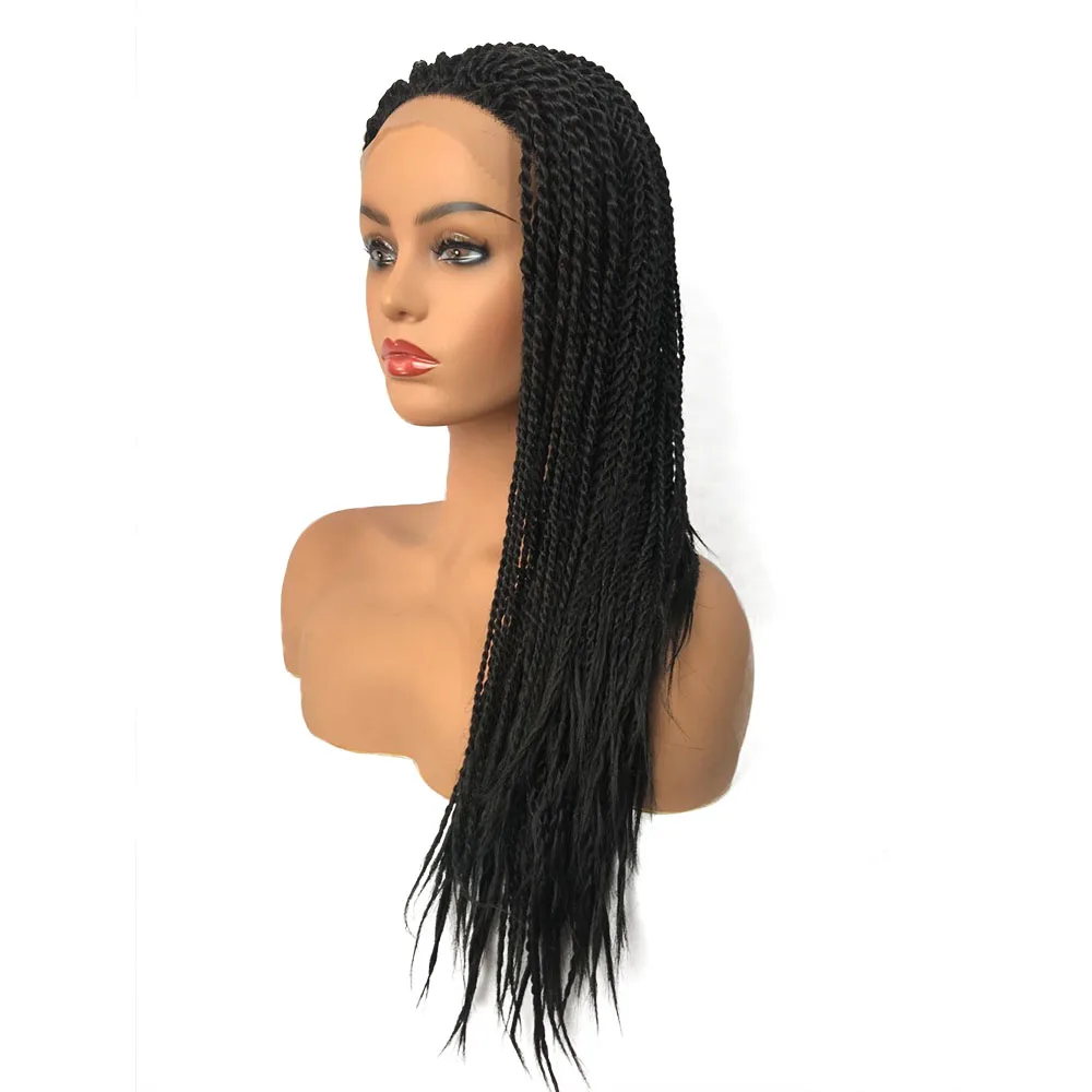 StrongBeauty Braided Box Braids Hair Synthetic Twisted Braid Lace Front Wigs Long Black African American Wig