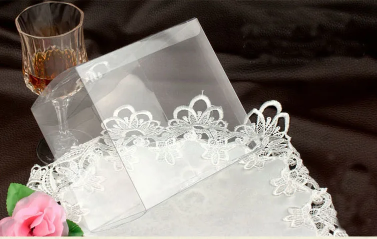 50 pz 15x15x15 cm Scatola Regalo Gioielli Scatole Trasparenti Scatola di Plastica Trasparente Scatole di Stoccaggio in Pvc Imballaggio Display Scatole in Pvc per la Cerimonia Nuziale