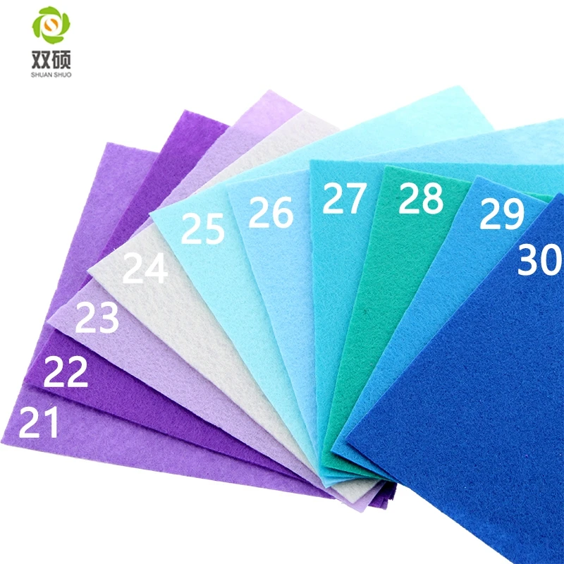 Shuanshuo Polyester Felt Fabric DIY Handmade Felt Cloth For Sewing Home Decoration 1mm Mix 40 Colors 15x15cm 5.9x5.9inch