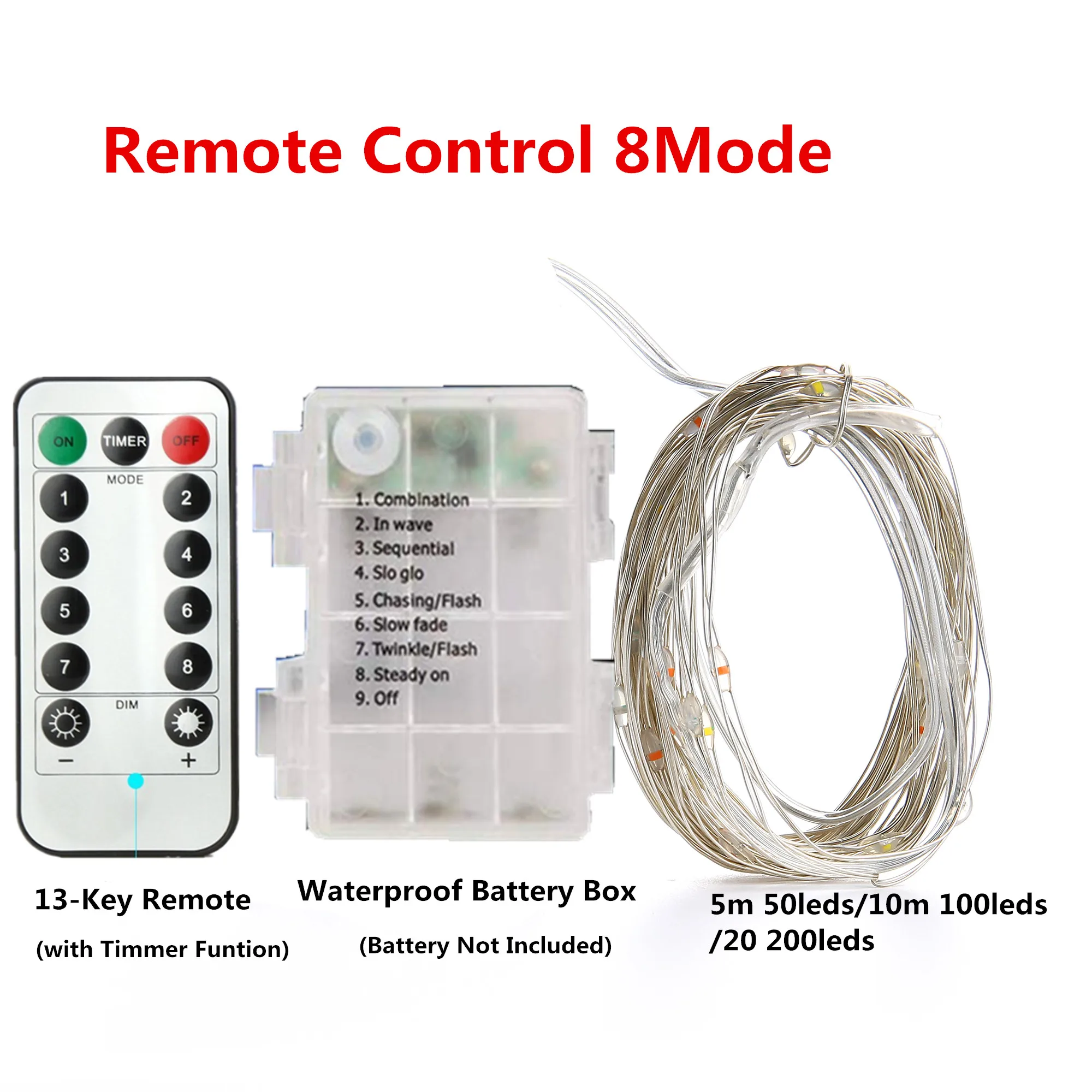 Christmas 33Feet 100 Led Fairy String Lights with Battery Remote Timer Control Operated Waterproof Copper Wire Twinkle Light 20m