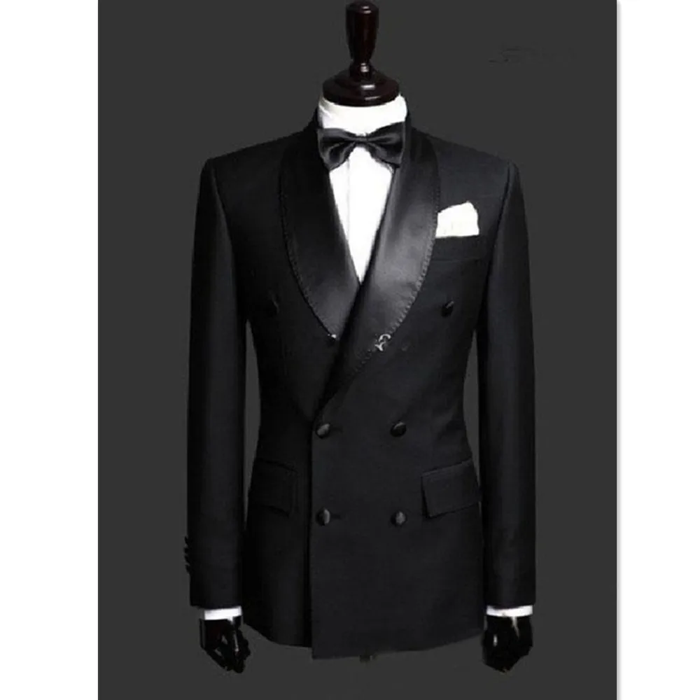 

Mens Suits Slim Fit Wedding Elegant Black Tuxedo Suit for Men 2pcs Double Breasted Blazer Suit Jacket Pants Costume Homme