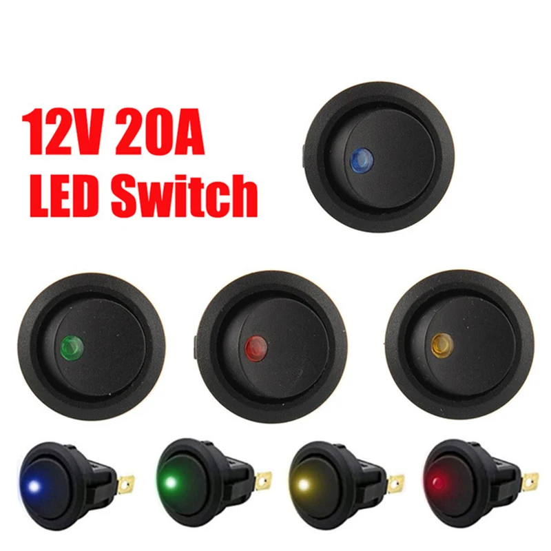 3pcs LED Switch 3 pins ON-OFF Rocker Switch 12V led rocker switch Led Dot Light LED illuminated Car Dashboard Dash Boat Toggle