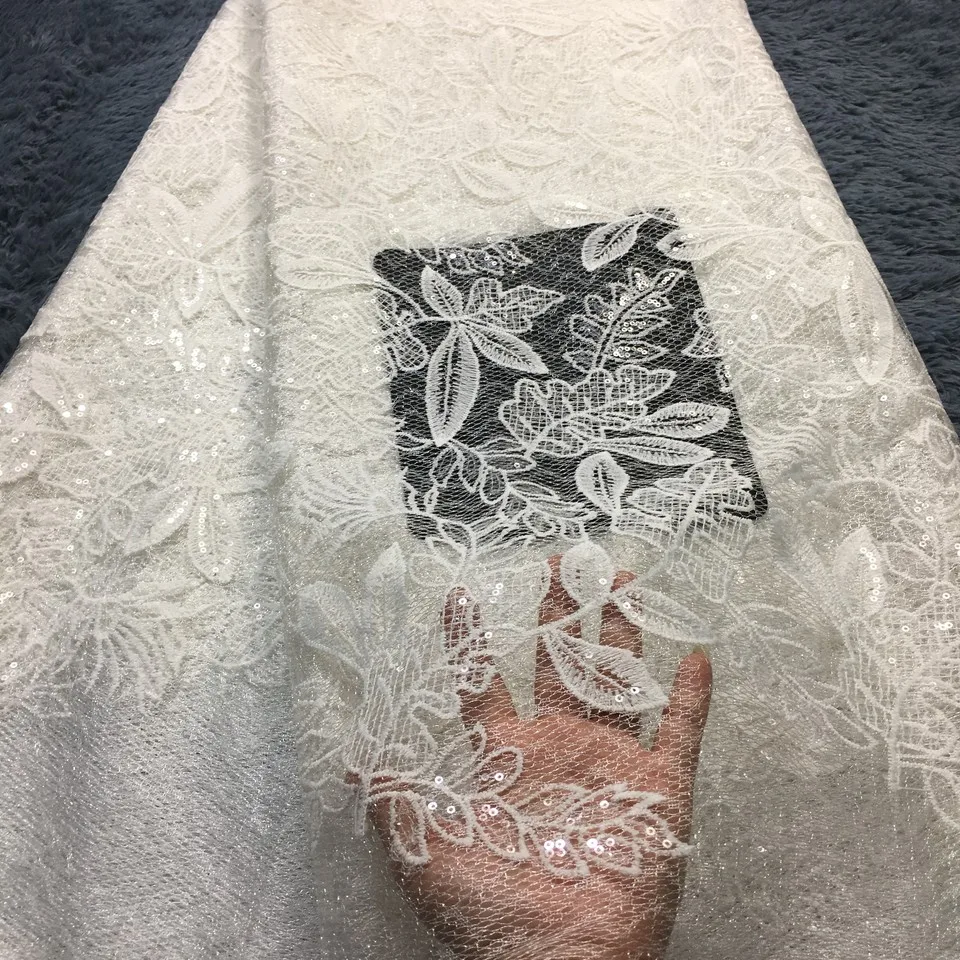 

Beautiful Design Sequined Embroidered Mesh Lace Fabric For Women Party Dress Lace African Gold Sequins Guipure Net Lace Material