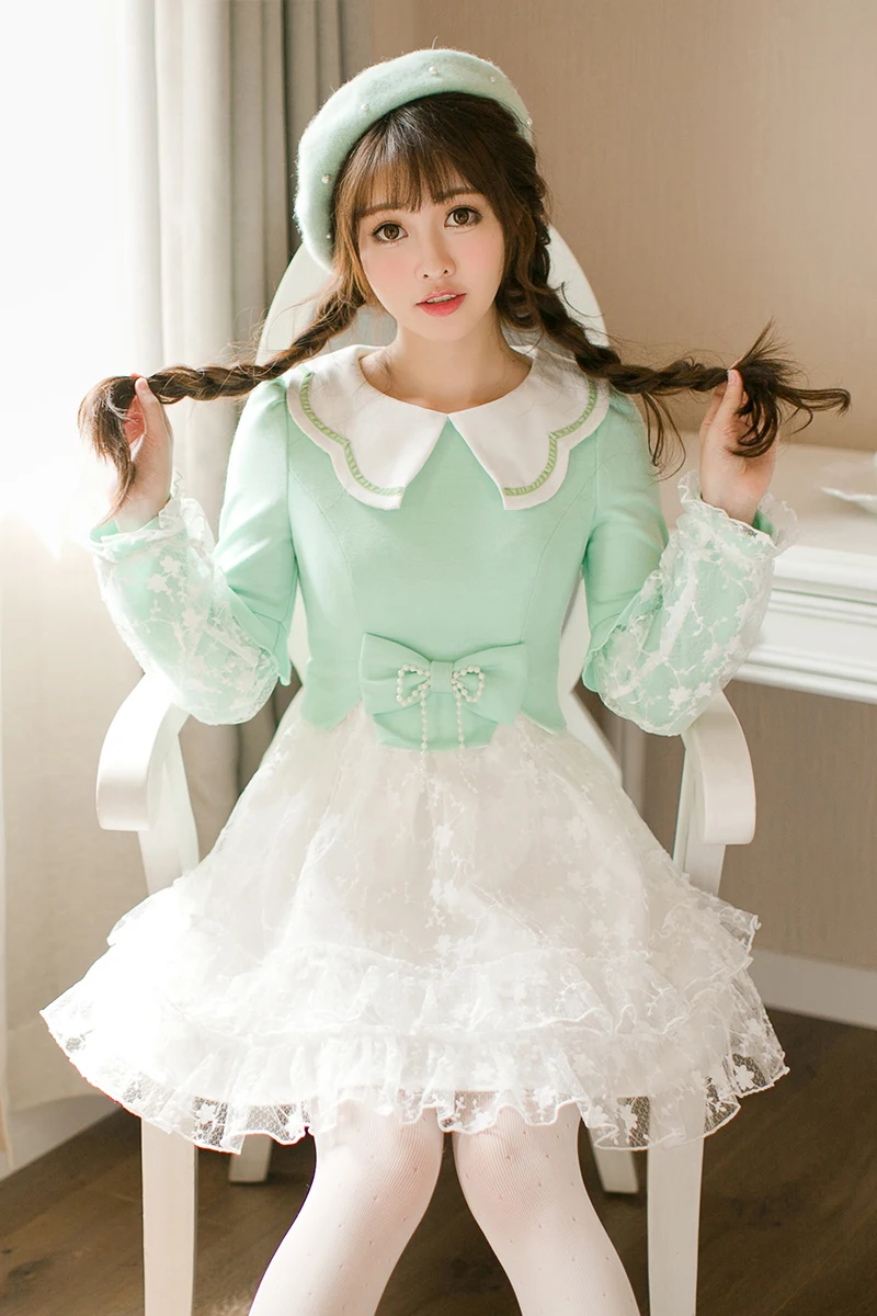 Princess sweet lolita dress Candy rain original autumn women's day sweet college wind lace bow dress Princess C22CD7214