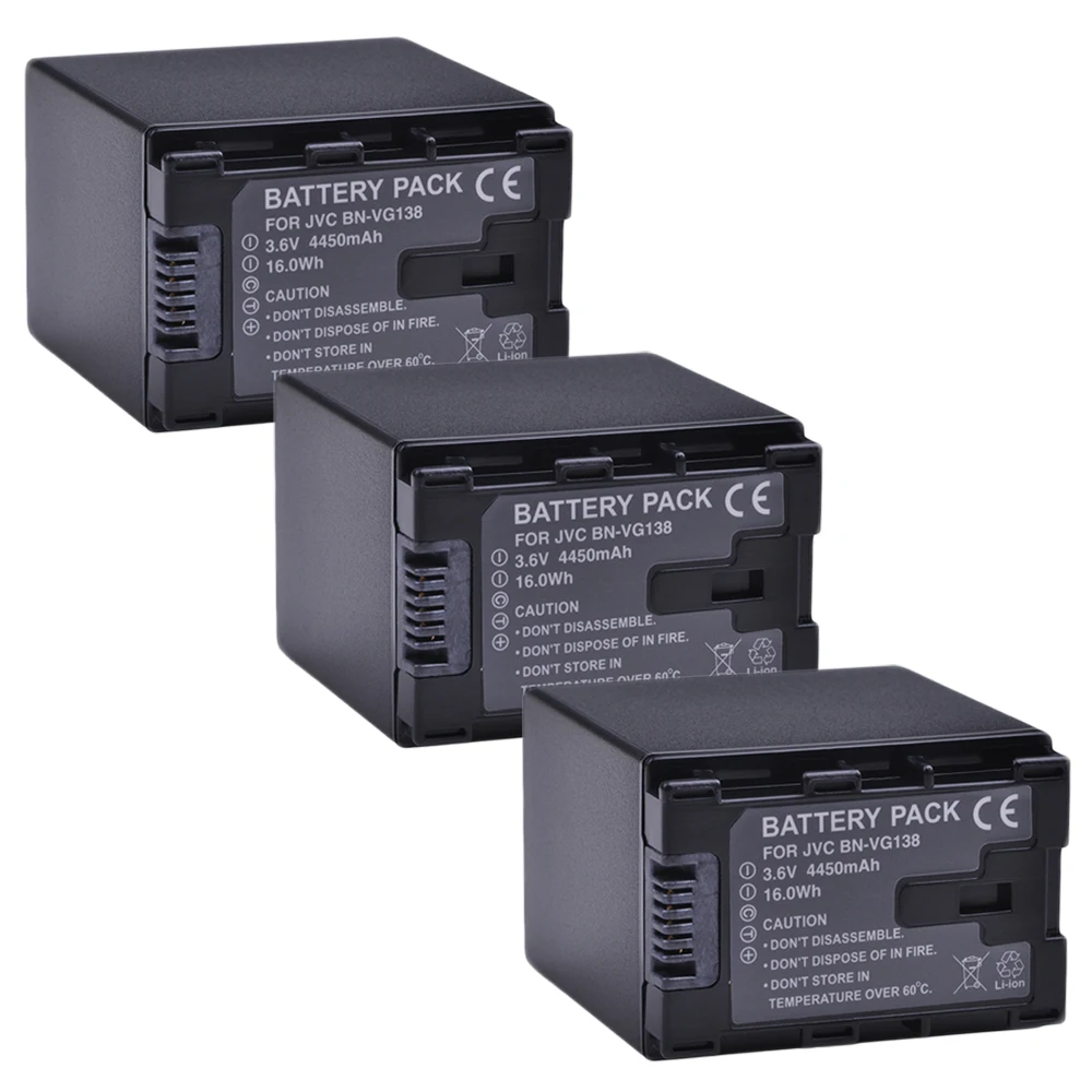 

Batmax 3Pc 4450mAh BN-VG138 BN VG138 BNVG138 Battery for JVC GZ E10 E100 E245 E265 E565 E575 GX1 G3X G5 GX8 EX210