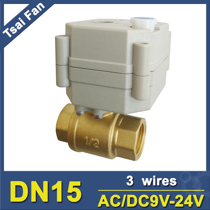 TF15-B2-B TF Motorized Ball Valve With Manual Override AC/DC9V-24V 1/2'' (DN15) Electric Valve CE certified