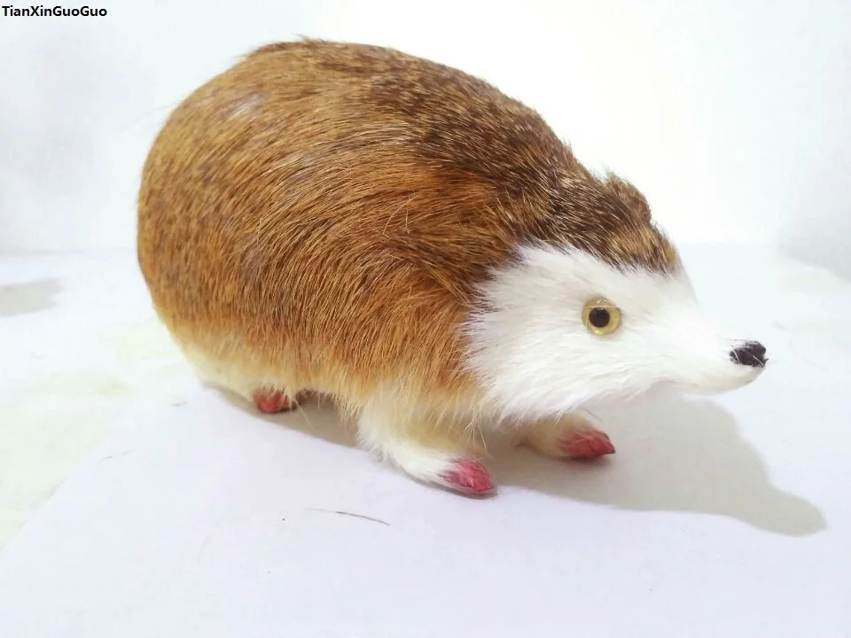 simulation hedgehog hard model about 20x10x9cm polyethylene&real furs handicraft home decoration gift s1564