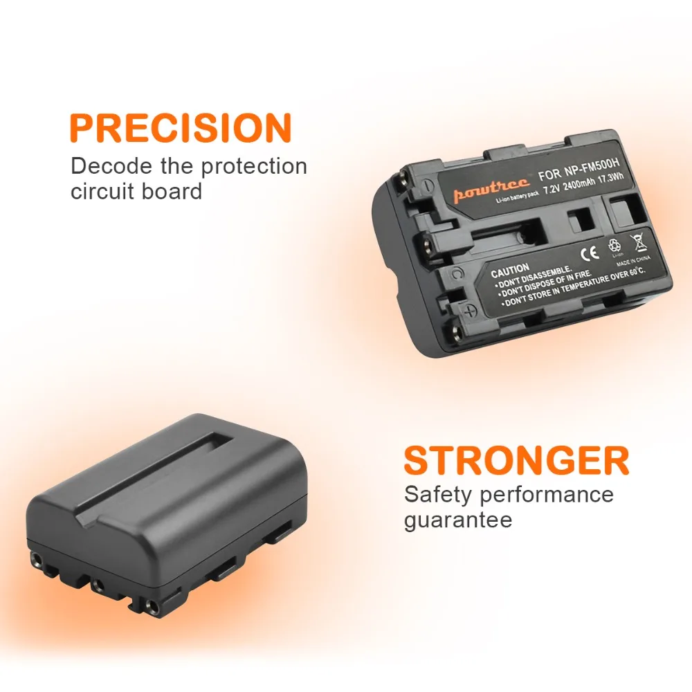 2.4Ah NP-FM500H wymienna bateria + USB ładowarka do Sony Alpha A57 A58 A65 A77 A99 A550 A560 A580 A700 A850 A900 Sony SLT a99 II