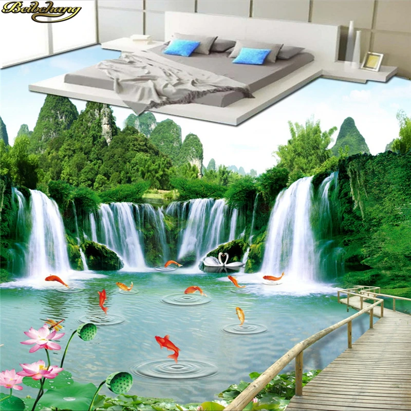 

Фотообои для пола, водопад, ПВХ, самоклеящиеся