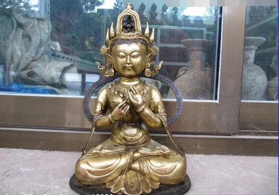 

Free Shipping 11"Tibet BuddhismTemple Bronze Copper Kwan -yin Guan Yin Bodhisattva Statue