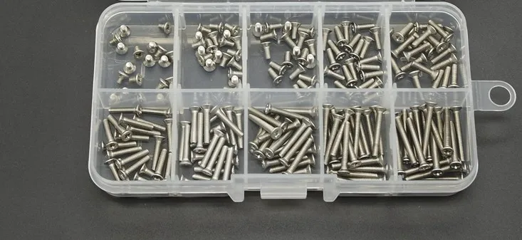 200pcs/lot M2.5*4-M2.5*20 stainless steel 304 phillips countersunk flat head screws set box assortment kits thread repair kit 87