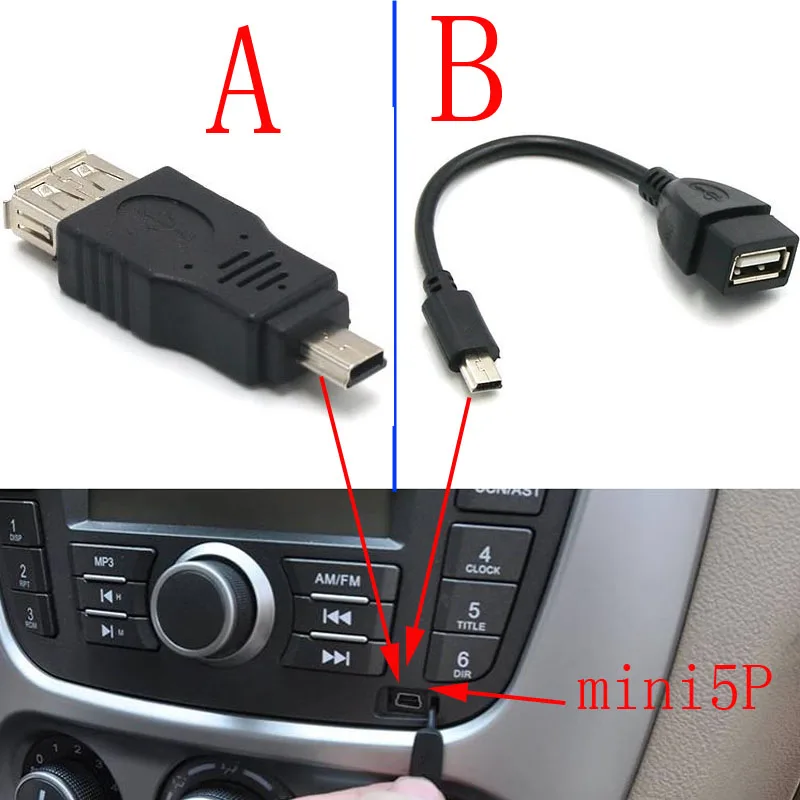 

2 шт./лот проверка перед отправкой USB A переходник с женского на мини USB B с мужским кабелем 5P OTG V3 кабель для передачи данных для автомобильного аудиопланшета