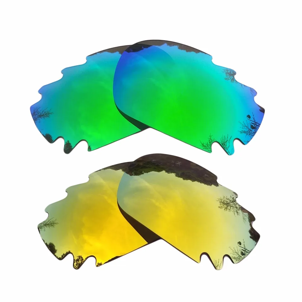 

Green Mirrored&24K Gold Mirrored Polarized Replacement Lenses for Jawbone Vented Racing Jacket Frame 100% UVA & UVB