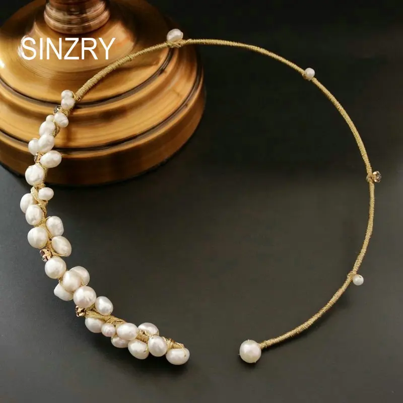 SINZRY new original design handmade natural freshwater pearl Elegant choker necklace band for Women jewelry Gift