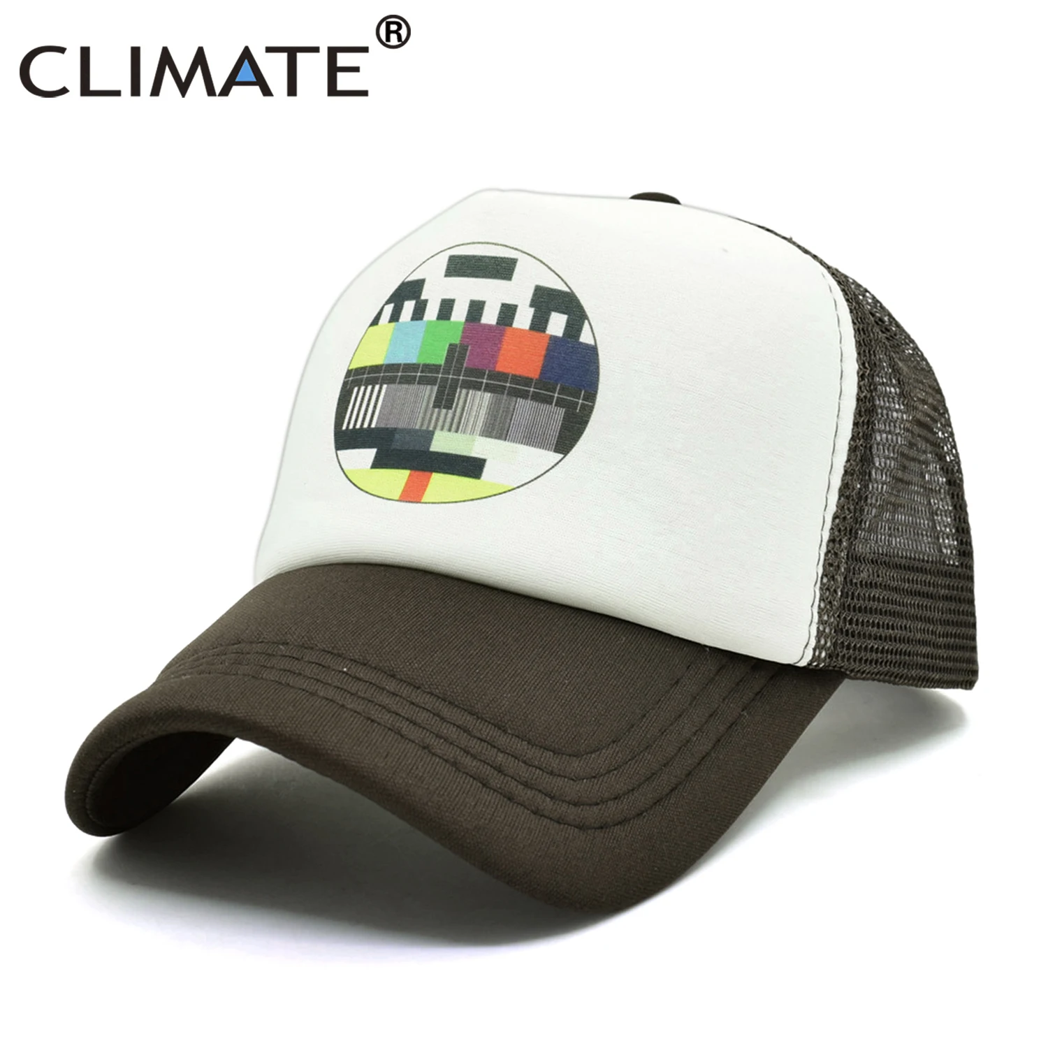 CLIMATE Funny Trucker Cap Hat Men TV No Signal Signalisation Caps Summer Cool Trucker Caps Funny Mesh Net Cool Caps Hat